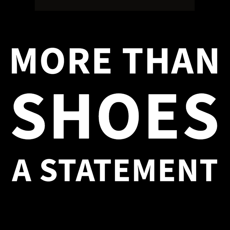 Black background with 'Not Invisible' logo and text 'More Than Shoes A Statement'.